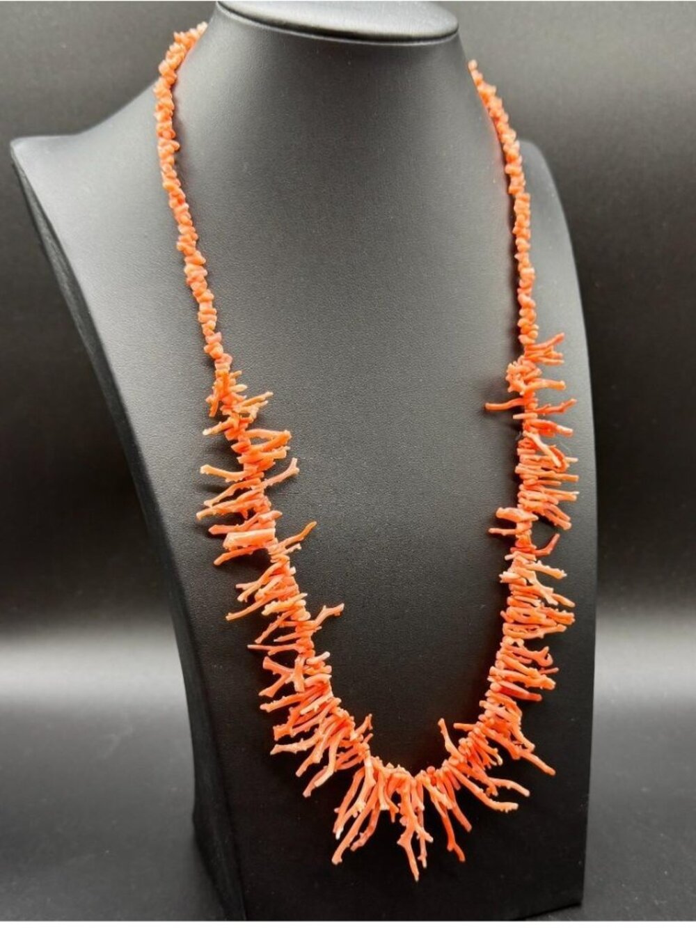 Vintage Genuine Branch Stick Coral Necklace Statement Pink Salmon Orange 22 in